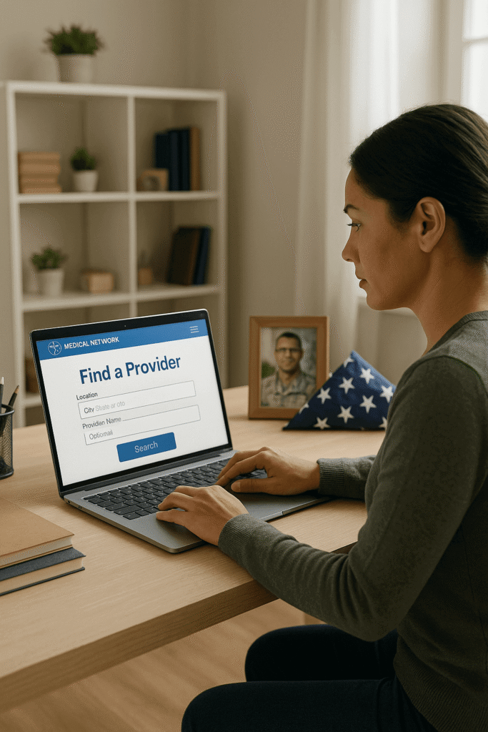 Military spouse searching online for an authorized TRICARE marriage counseling provider.